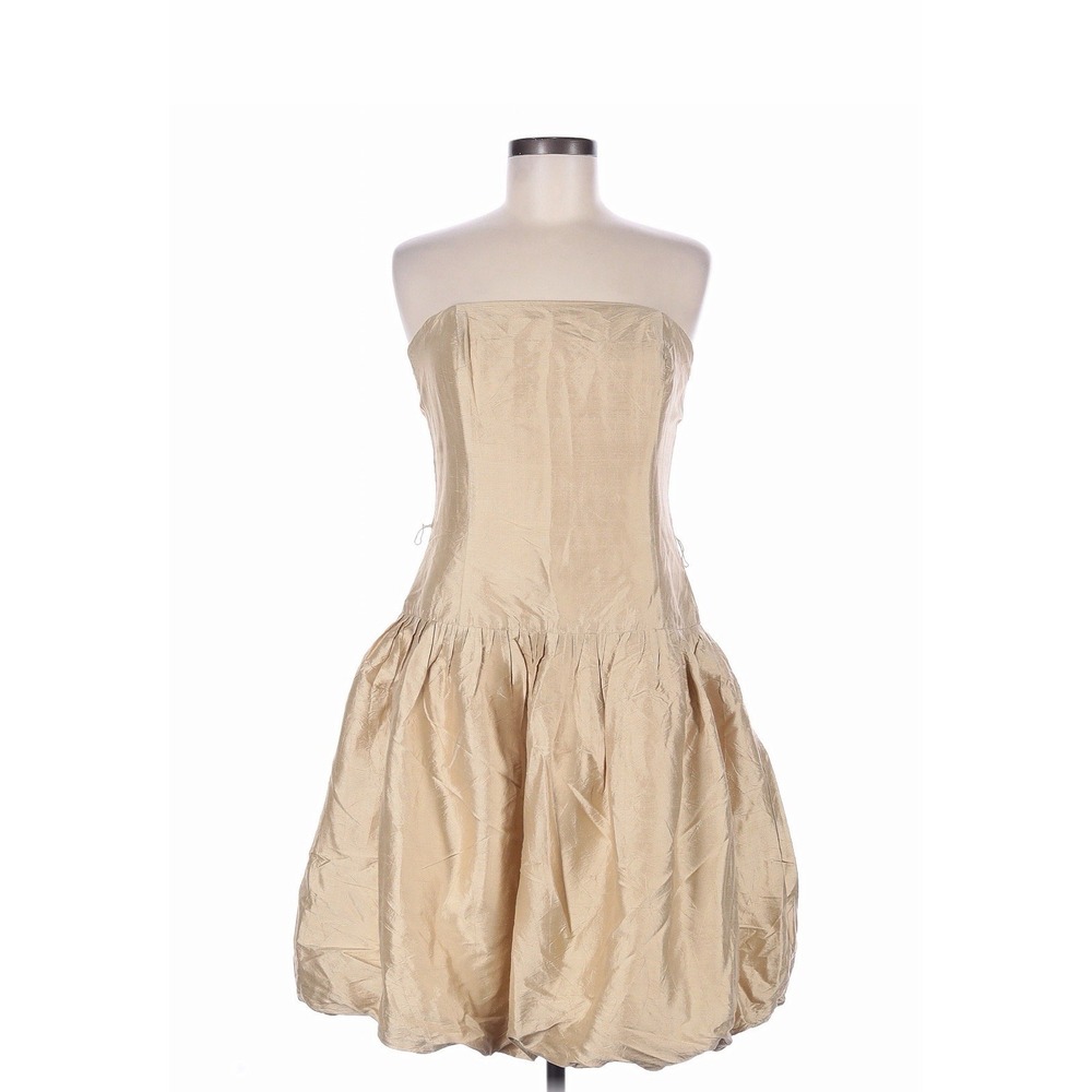 Molly B Size 10 Vintage Silk Strapless Formal Event Dress Gold Boned Bodice